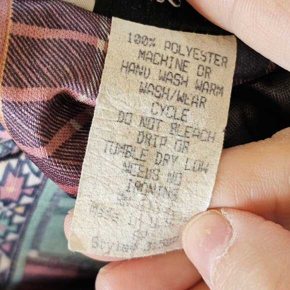 Vintage 80s Womens Size 6 Southwest Blouson Midi Dress Aztec Pink Blue‎ Pleated - Picture 11 of 11